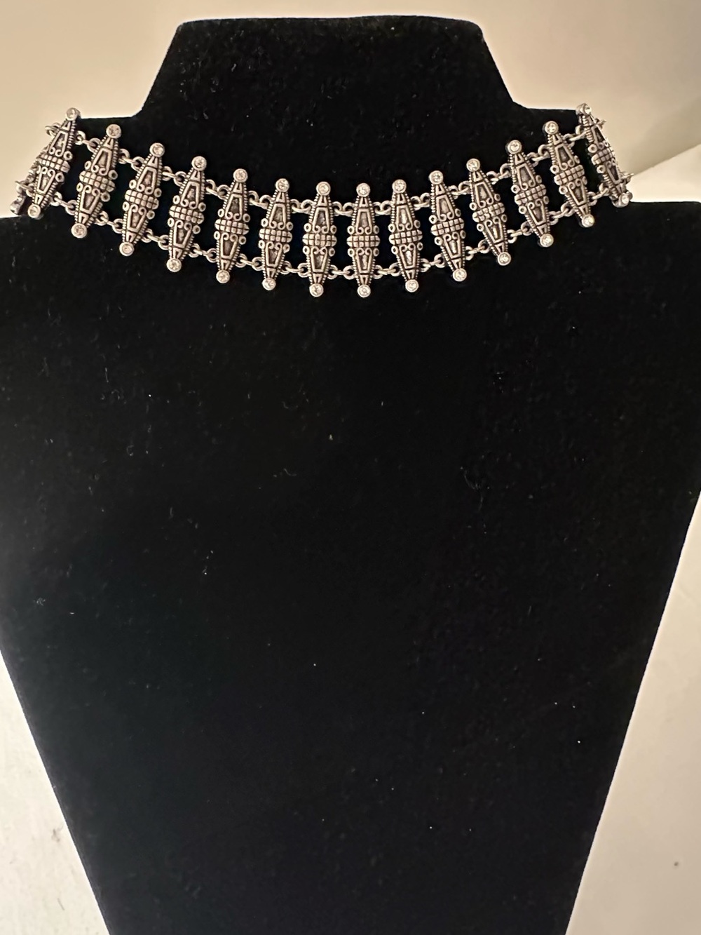 Silver-Tone Ornate Choker Necklace - Women's Jewelry